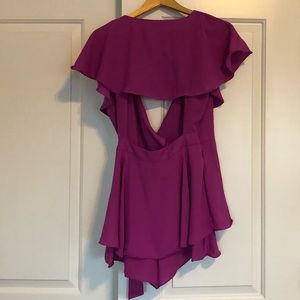 ruffled backless wrap skort romper